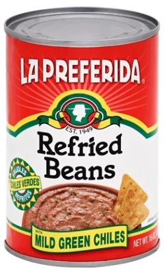La Preferida Beans Refried Mild Green Chiles Can - 16 Oz