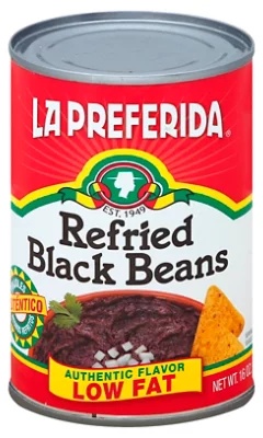 La Preferida Beans Refried Black Authentic Low Fat Can - 16 Oz