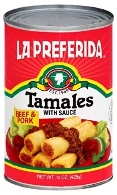 La Preferida Tamales With Sauce Beef & Pork Can - 15 Oz