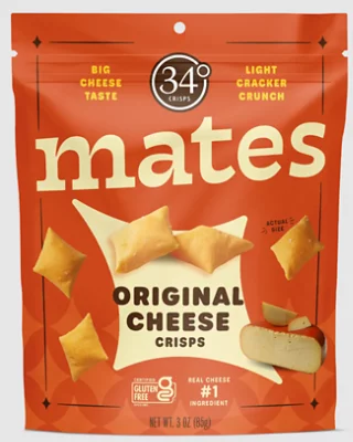 34 Degrees Original Cheese Mates Crisps Light & Crunchy Cracker - 3 OZ