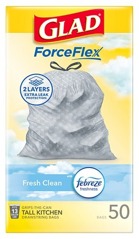 Glad ForceFlex 50-ct. 13-gal. tall kitchen trash bags