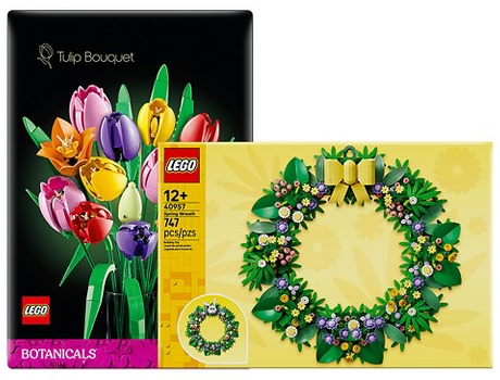 LEGO Botanicals Tulip Bouquet, Spring Wreath & Botanicals Peace Lily