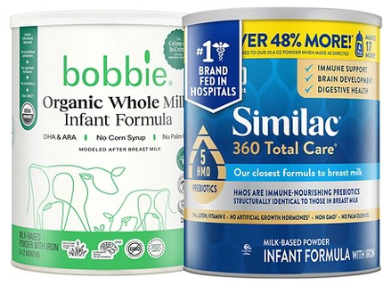 Bobbie, Similac & Enfamil infant formula