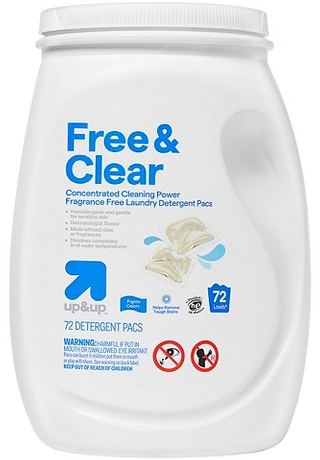 up&up free & clear 72-ct. concentrated laundry detergent pods