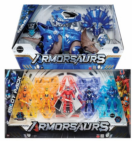 Armorsaurs Pilot Action Figure & Armor-Up Dinosaur Cobalt Figure