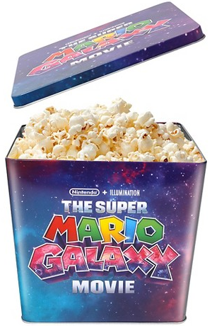 The Super Mario Galaxy Movie popcorn tin with lid