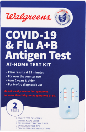 2-Pack Walgreens Covid + Flu A/B Combo Test
