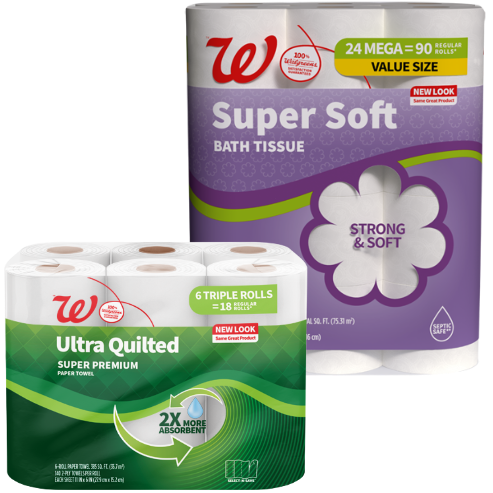 Walgreens Value Size Bath Tissue or Paper Towels