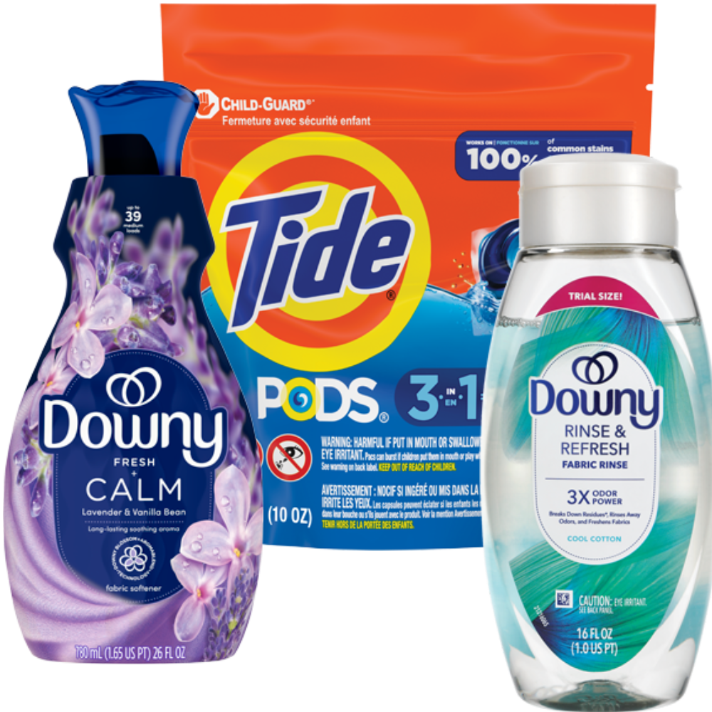 Bounce, Downy or Tide Laundry Care