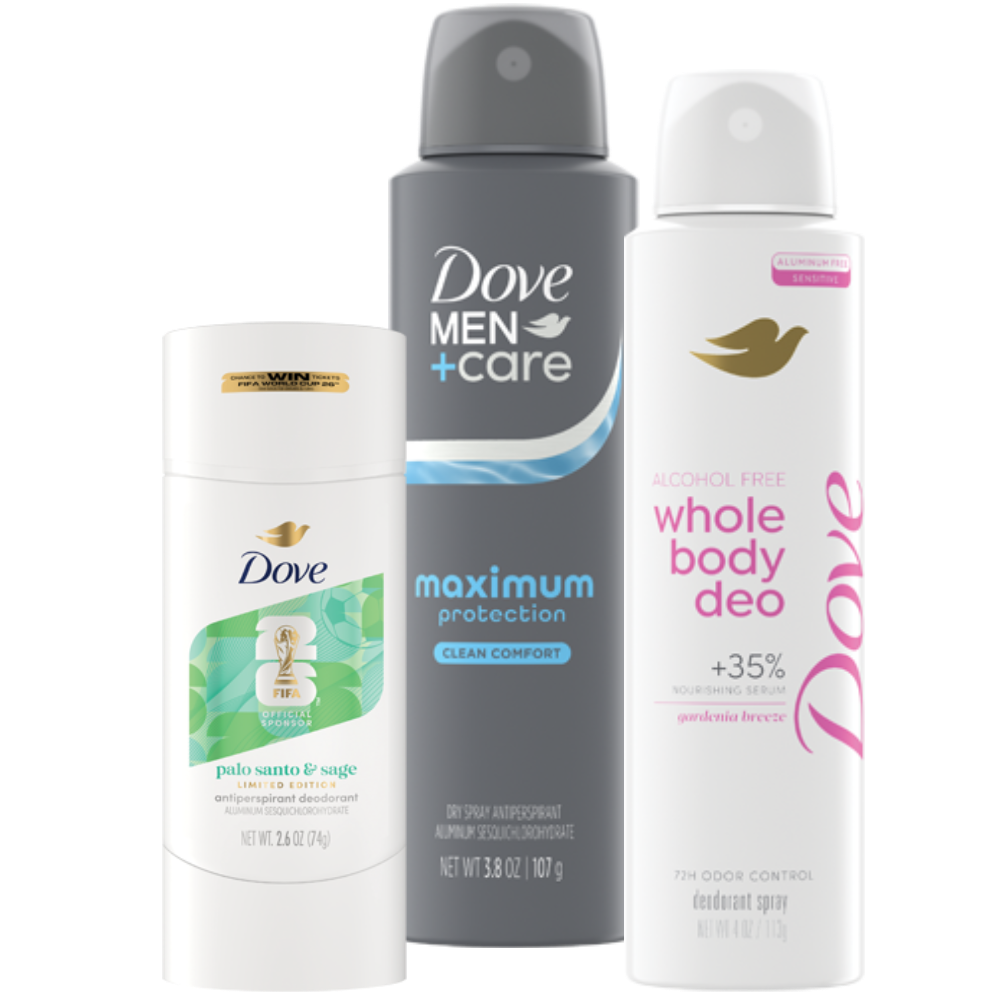 Dove or Dove Men's Spray or Solid Deodorant