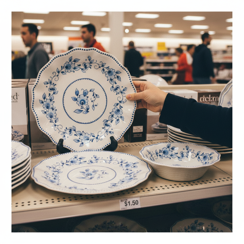 Blue & White Floral Melamine-Style Dinnerware