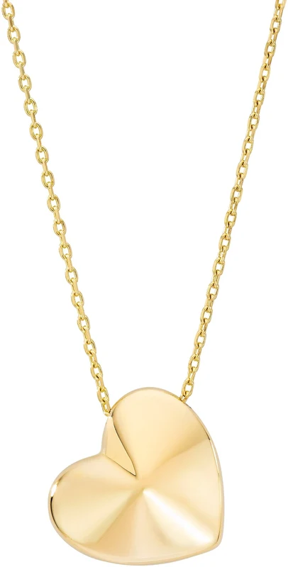 14kt Yellow Gold Pyramid Heart Necklace