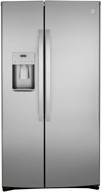 GE 25.1 cu. ft. Standard Depth Side-by-Side Refrigerator with Adjustable Shelves and Bins, Storage Drawers