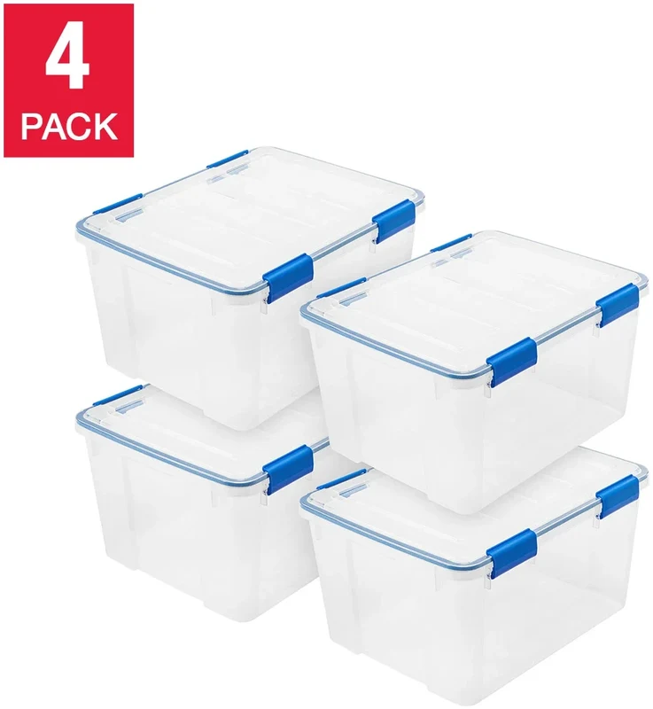 IRIS 44 Quart WeatherPro-seal Storage Bin, 4-pack