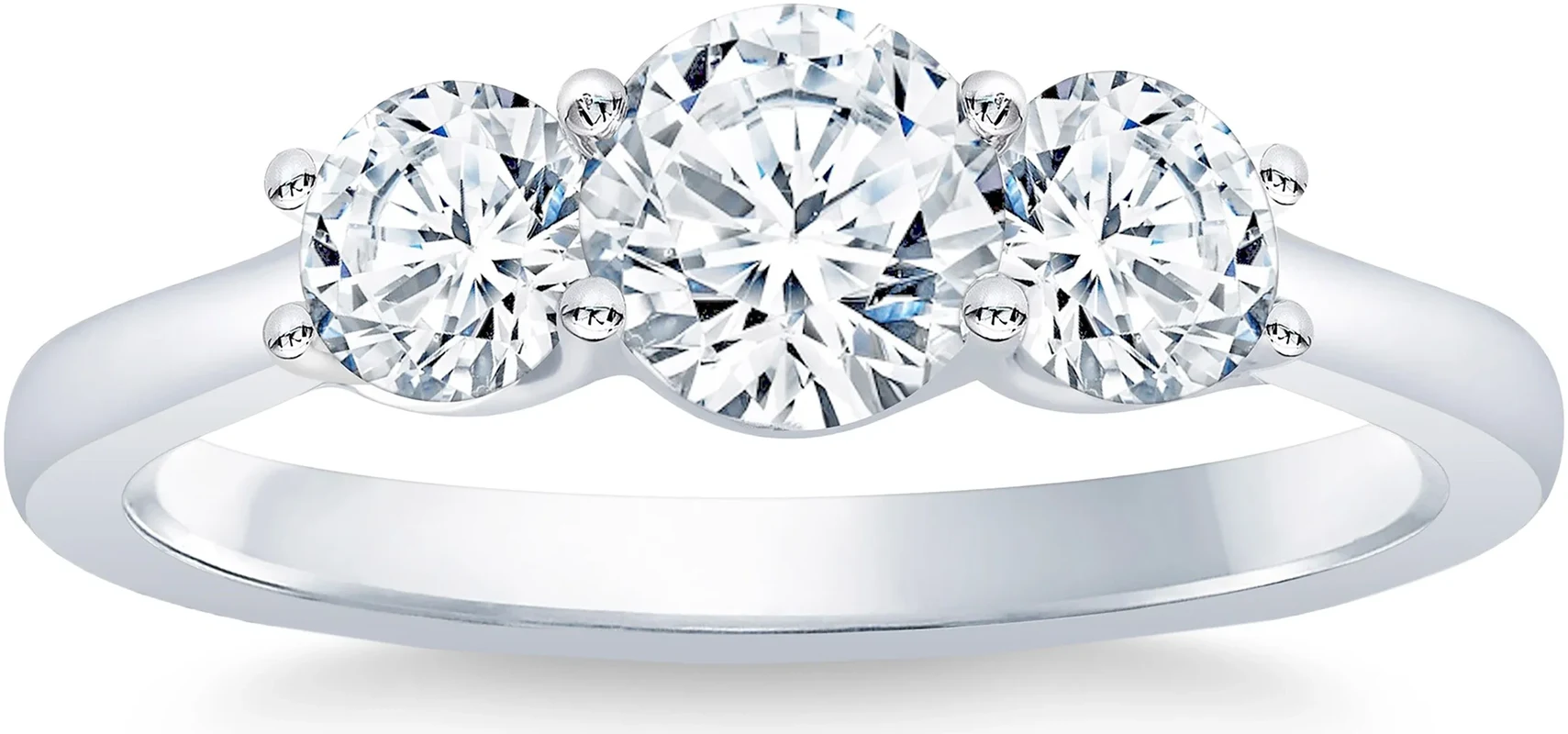 Round Brilliant 1.20 ctw VS2 Clarity, I Color Diamond Platinum Three Stone Ring