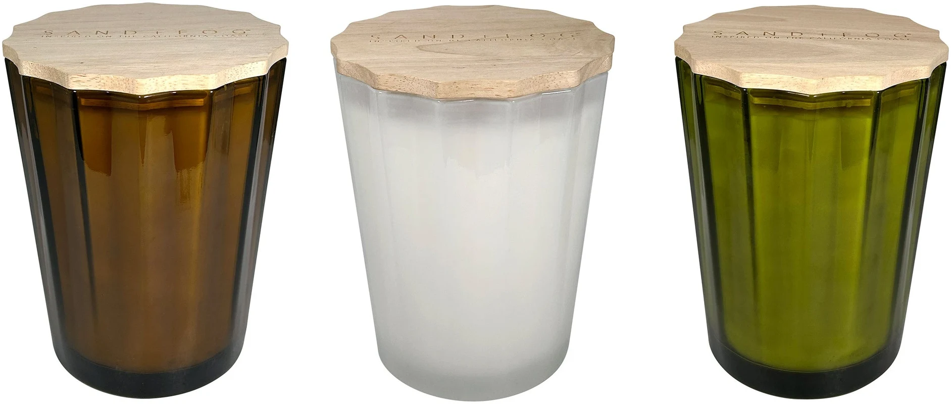 Sand + Fog 57 oz. Scalloped Candle with Rubber Wood Lid