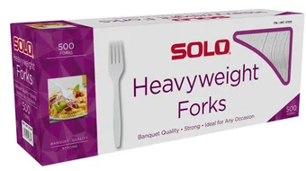 Solo Heavyweight Plastic Fork, White, 500-count