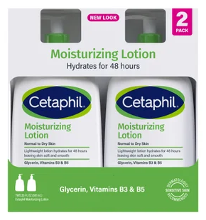 Cetaphil Moisturizing Lotion, Dry to Normal Sensitive Skin, 20 fl oz, 2-count