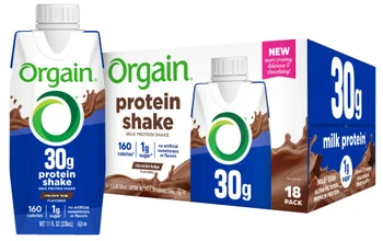 Orgain 30g Milk Protein Shake, Chocolate Fudge, 11 fl oz, 18-pack