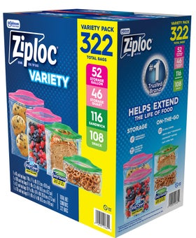 Ziploc Seal Top Bag, Variety Pack, 322-count