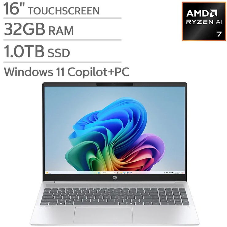 HP OmniBook 5 16" Touchscreen Copilot+ PC Laptop