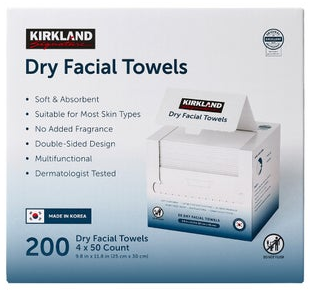 Kirkland Signature Daily Dry Facial Towels, 200-count