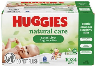 Huggies Natural Care Sensitive Baby Wipes, 1024-count
