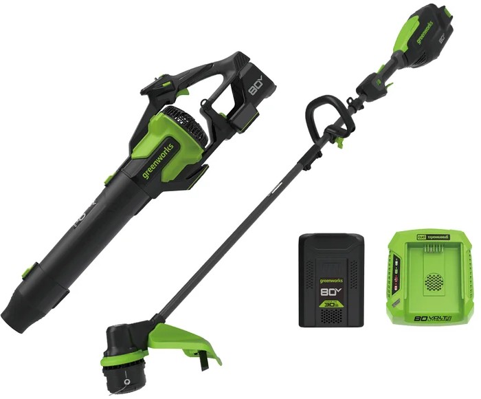Greenworks 80V 17" Trimmer & 730 CFM Blower Combo Kit