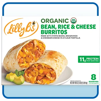 Lilly B's Organic Bean, Rice and Cheese Burrito, 6 oz, 8-Count