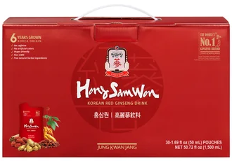 CheongKwanJang Hong Sam Won Red Ginseng Drink, 1.69 fl oz, 30-Count