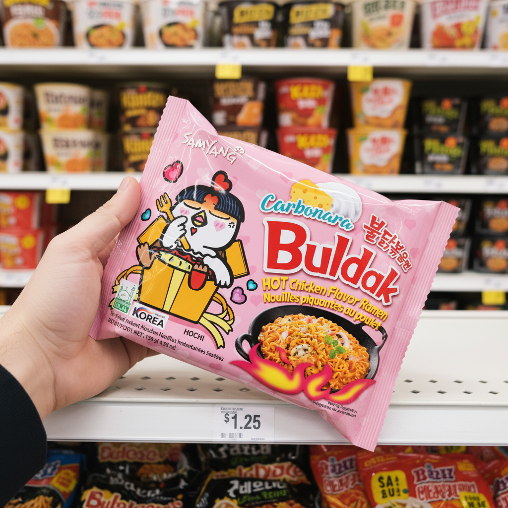 Samyang Buldak Carbonara & Nongshim Shin Ramyun