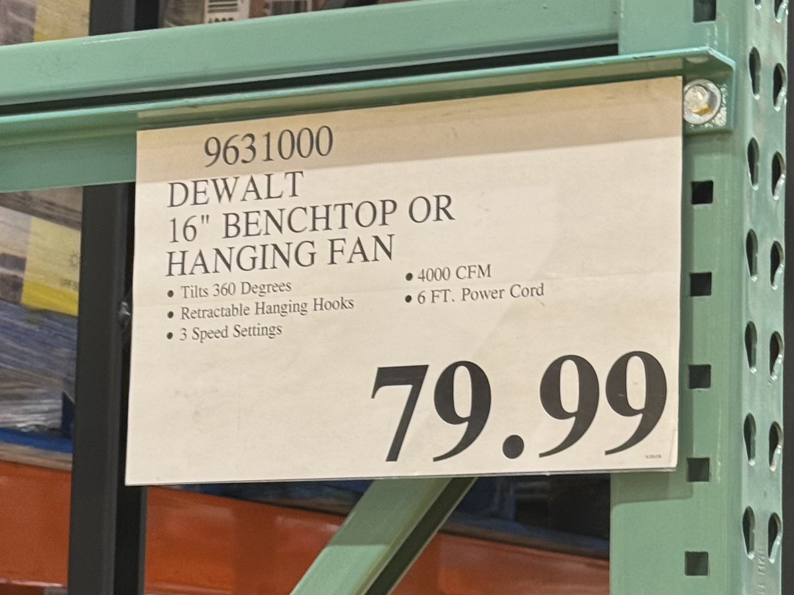 DEWALT 16 IN Benchtop Fan - price tag