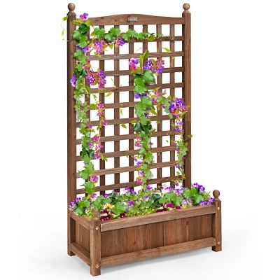 Costway Solid Wood Planter Box with Trellis - $86.99