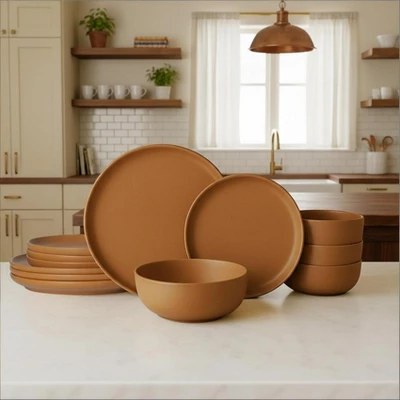 GreenElevate 12-Piece Stoneware Dishware Set - $60