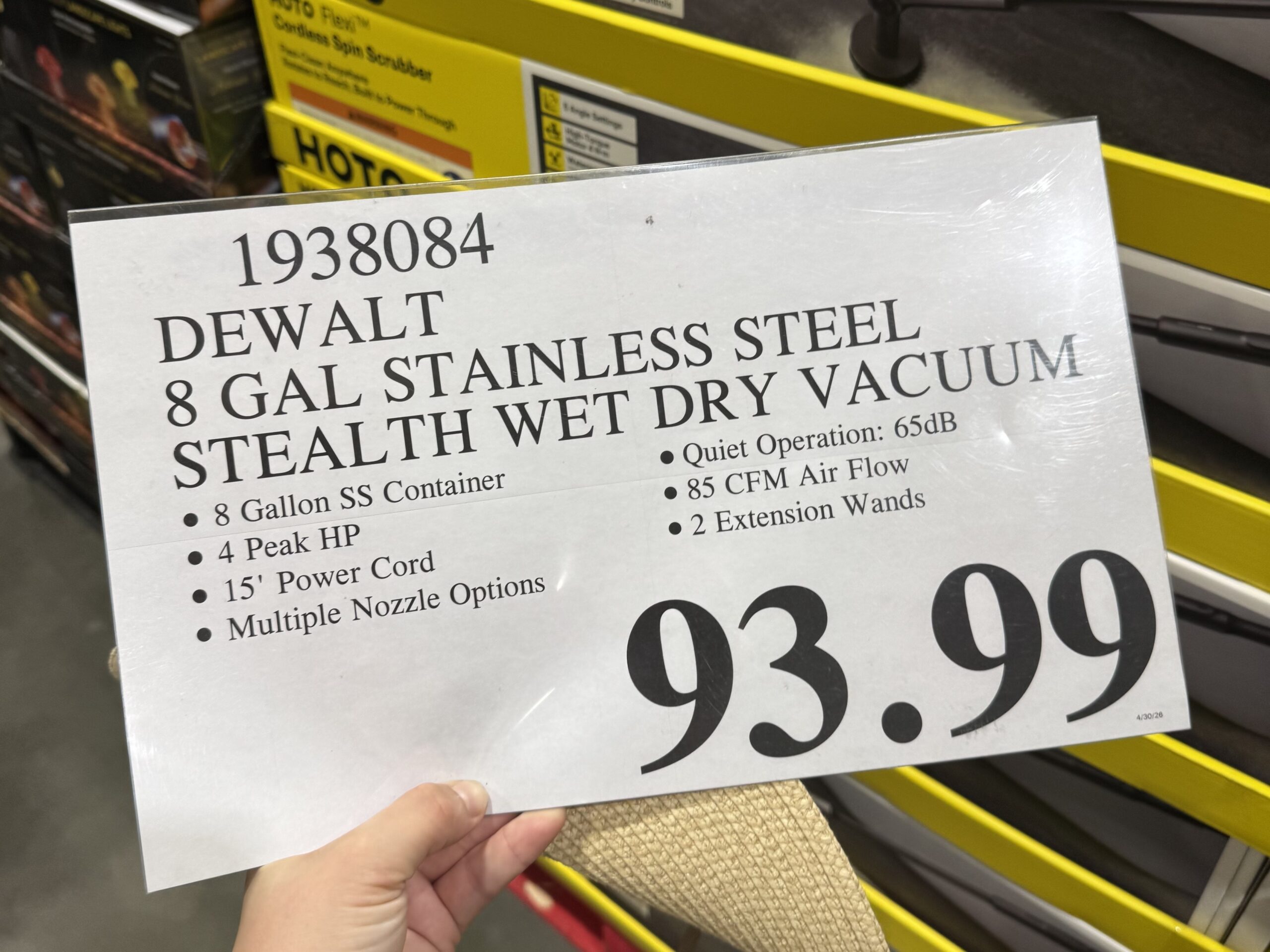 DeWALT 8 Gal Stainless Steel Wet Dry Vacuum - price tag