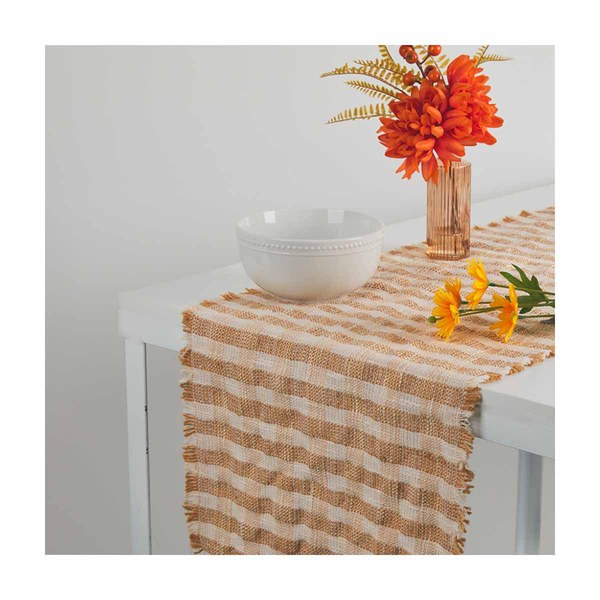 Striped Jute Table Runner (terracotta or blue) $8