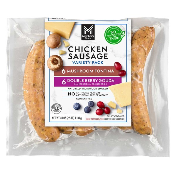 9. Member’s Mark Chicken Sausage Variety Pack (e.g., Mushroom Fontina + Double Berry Gouda)