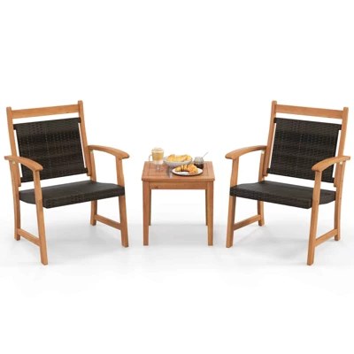 Costway 3-Piece Patio Acacia Bistro Set - $139.99