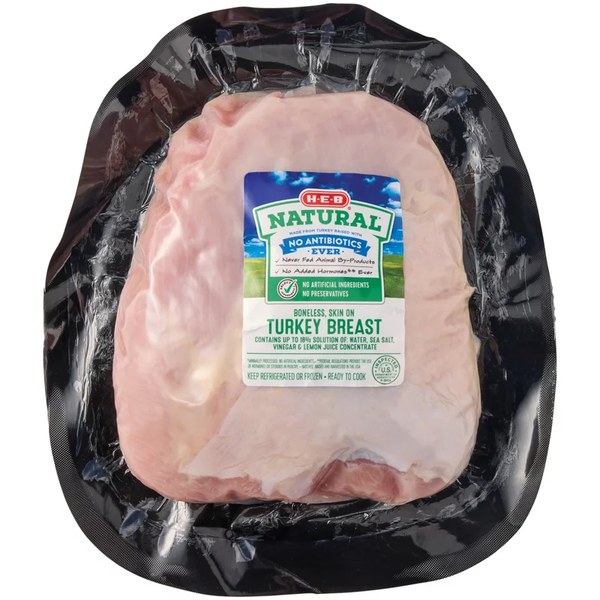 H-E-B Natural Boneless Skin-On Turkey Breast: $22.85 - $19.04