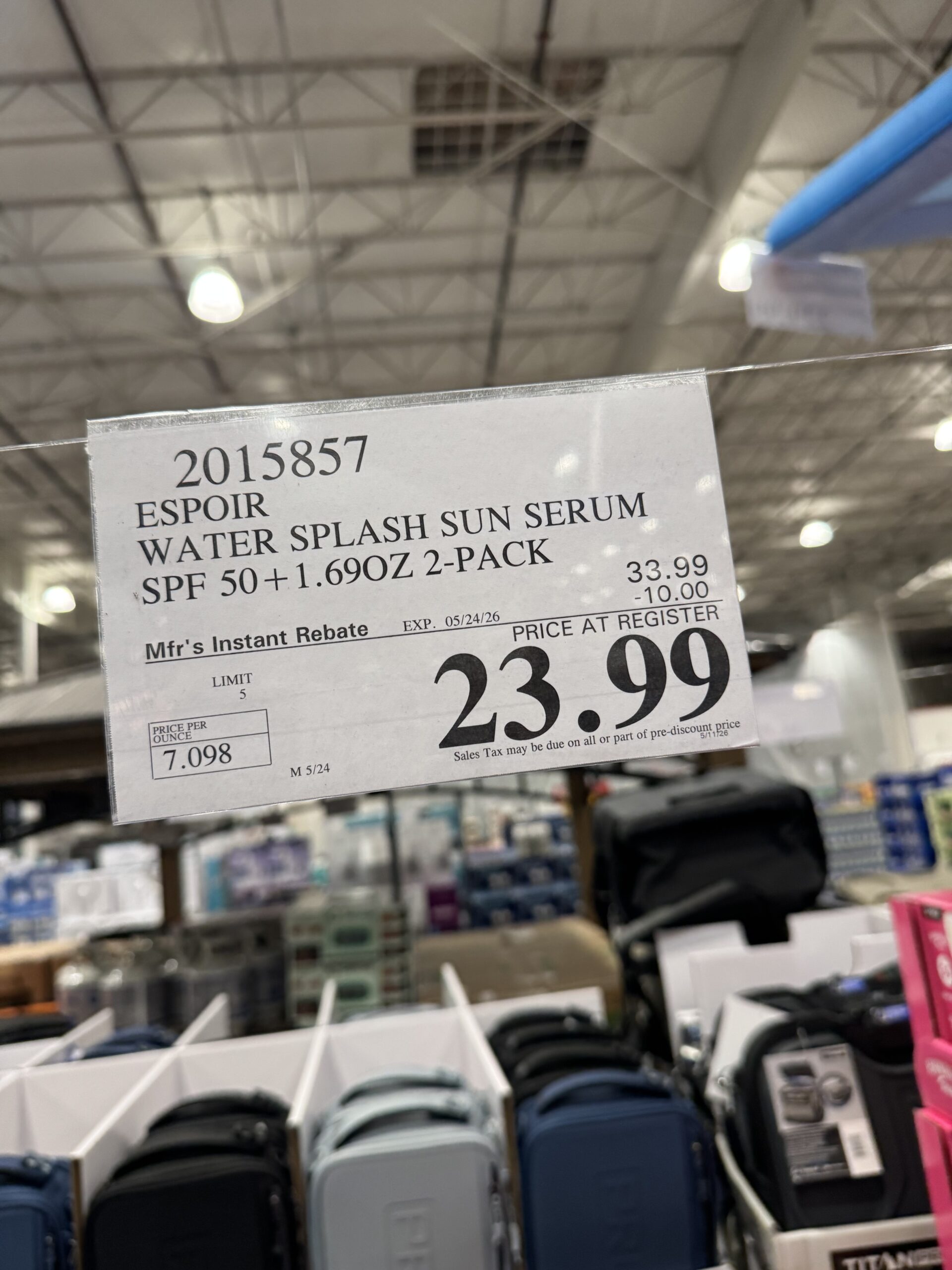 espoir Water Splash Sun Serum - price tag