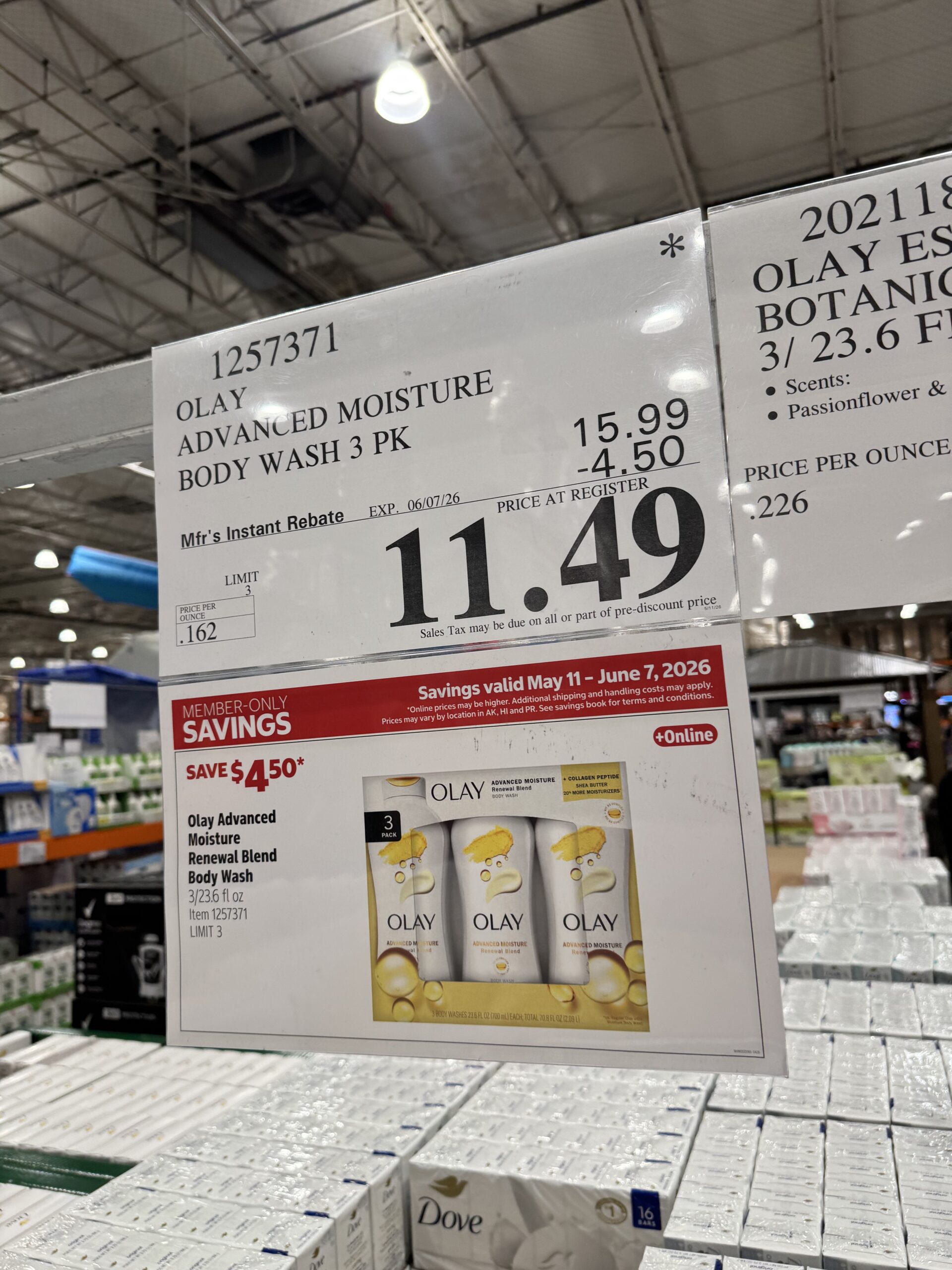 Olay Advanced Moisture Renewal Blend Body Wash - price tag