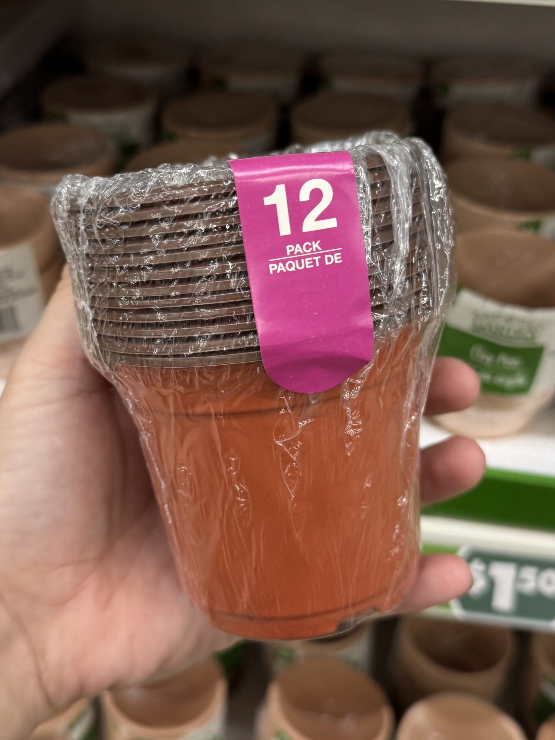 12 Pack Plastic Pots - in store