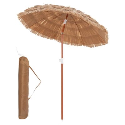 Costway 6-Foot Thatched Tiki Beach Umbrella - $39.99