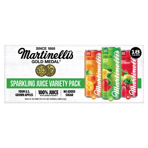 16. Martinelli’s Sparkling Juice Variety Pack – $19.99 / 18 × 8.4 oz cans (Item #2042158)