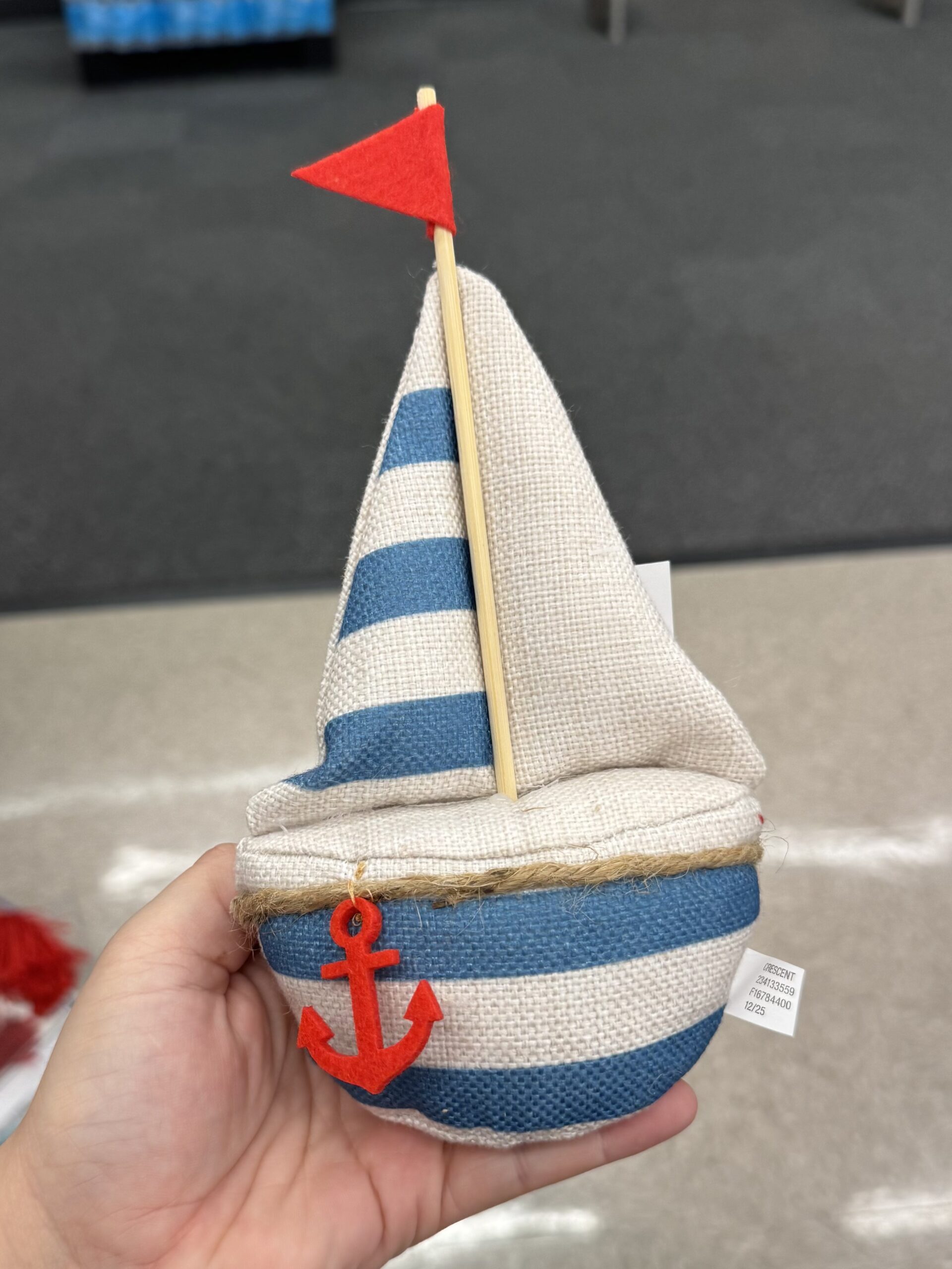 Fabric Sailboat Decor - in store