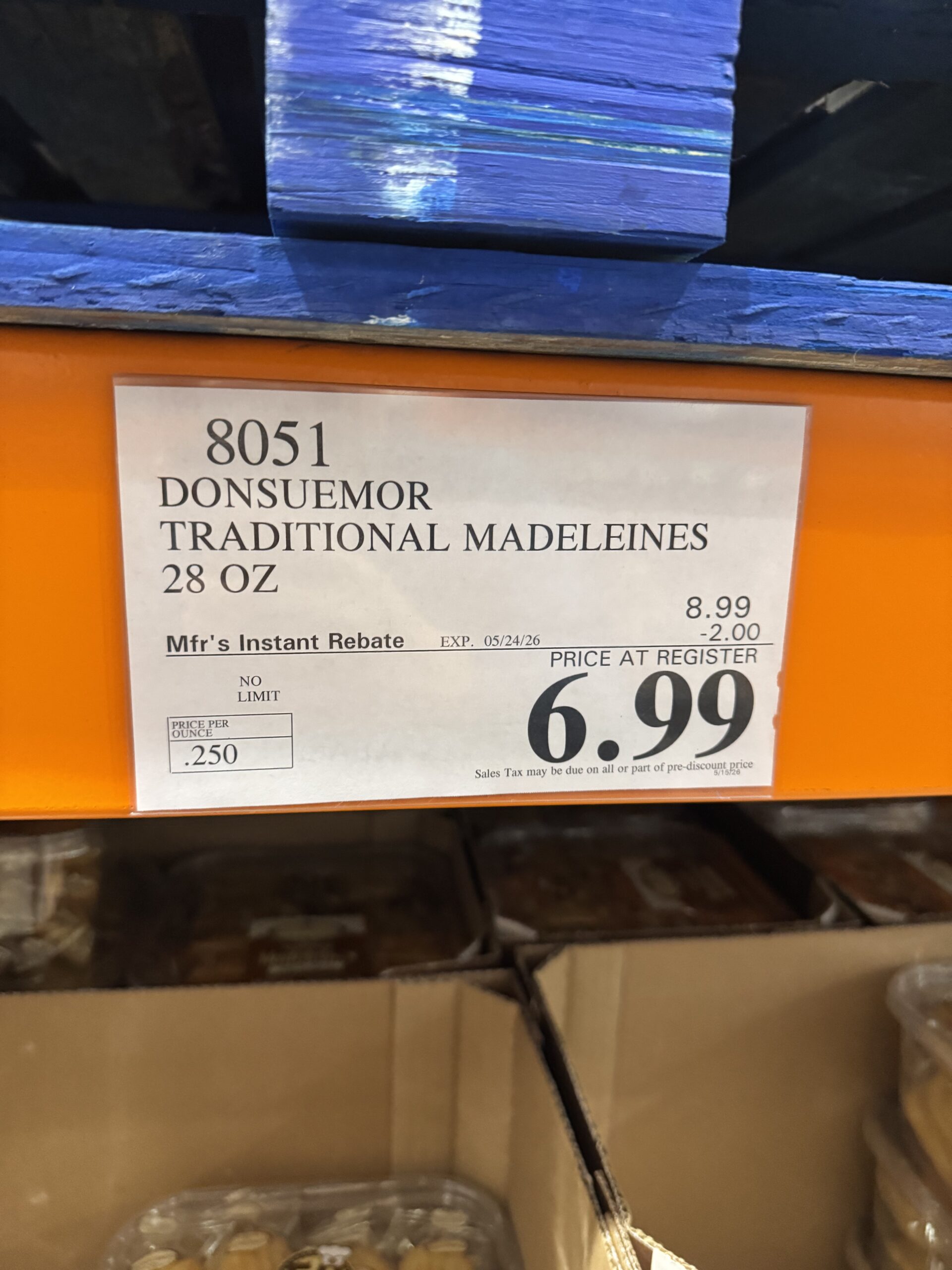 Donsuemor Traditional Madeleines - price tag