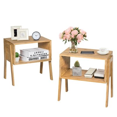 Costway Set of 2 Stackable Bamboo Nightstands - $50