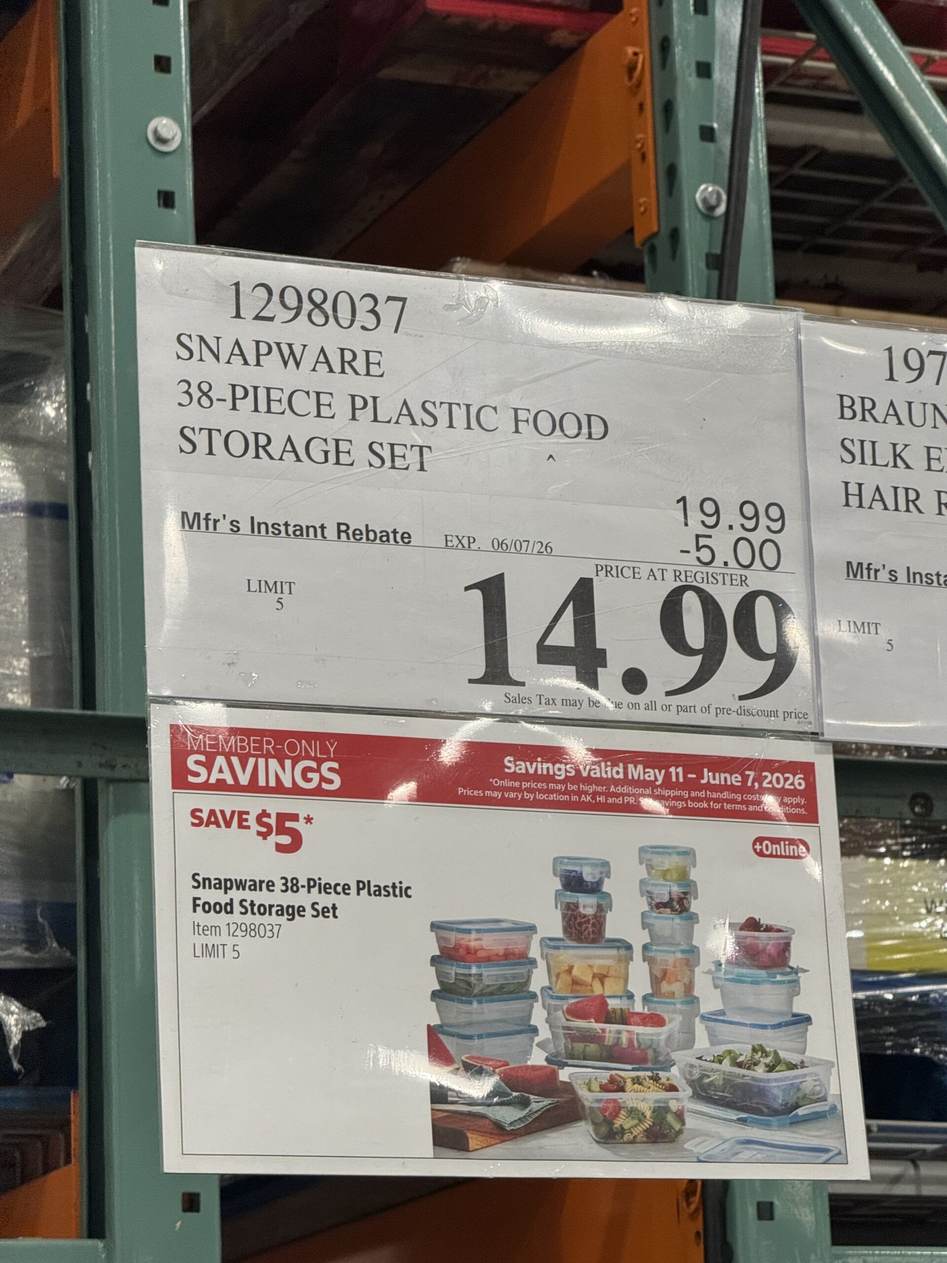 Snapware Plastic Food Storage Set - price tag