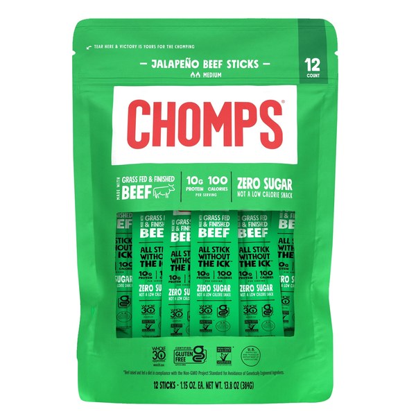18. Chomps Jalapeño Grass-Fed Beef Sticks – $16.99 / 12-pack (Item #1722831)