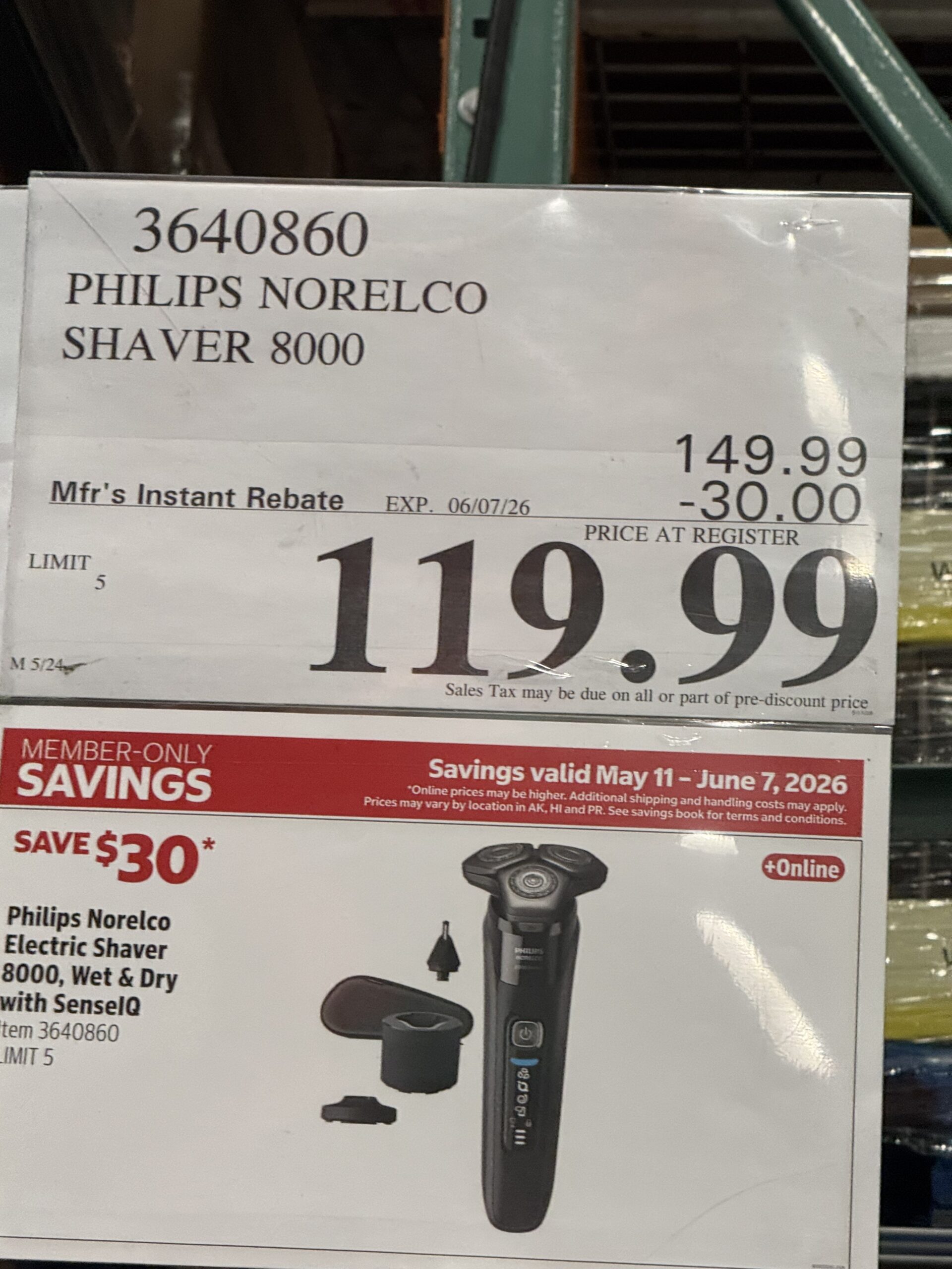 Philips Norelco Shaver 8000 - price tag